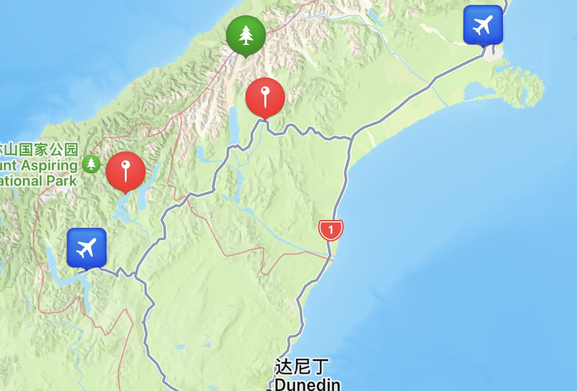 新西兰南岛自驾地图