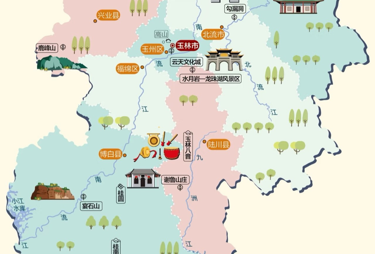 玉林三天两天旅游地图（非自驾游）