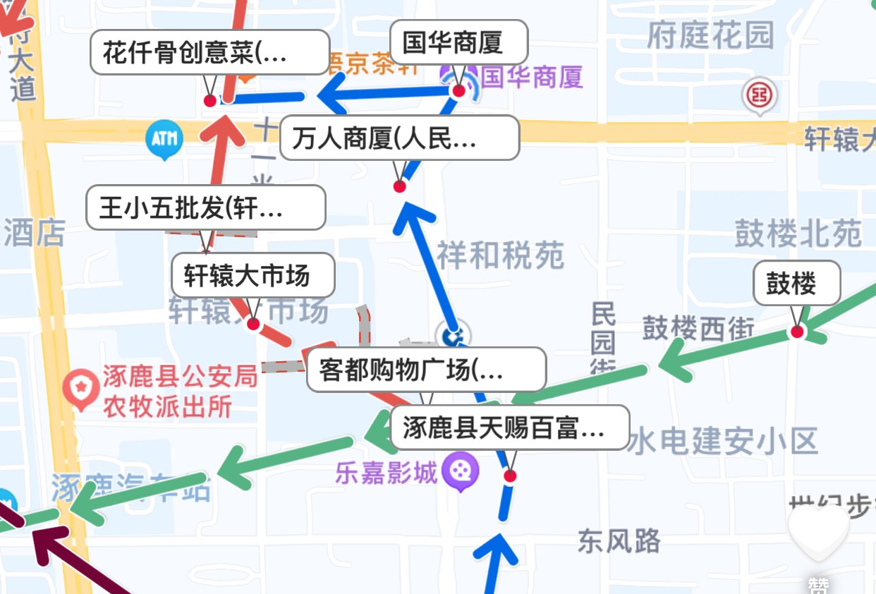 河北省涿鹿县涿鹿镇闲逛路线